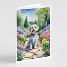 Load image into Gallery viewer, Dandie Dinmont Terrier Spring Path Greeting Cards - Blank Note Cards – 8-Pack of Artist-Designed Cards with Envelopes