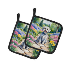 Load image into Gallery viewer, Dandie Dinmont Terrier Spring Path Pot Holders - Set of 2 Decorative Kitchen Helpers | Made in the USA
