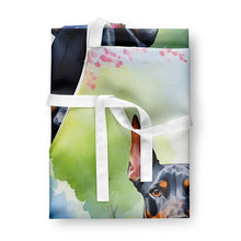 Load image into Gallery viewer, Doberman Pinscher Spring Path Apron – Artist-Designed Kitchen, BBQ &amp; Craft Apron