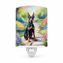 Load image into Gallery viewer, Doberman Pinscher Spring Path Ceramic Night Light Compact, UL-Certified, Ideal for Bedroom, Bathroom, Nursery, Hallway, Kitchen, 6x4x3, Multicolor