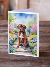 Load image into Gallery viewer, Dogue de Bordeaux Spring Path Greeting Cards - Blank Note Cards – 8-Pack of Artist-Designed Cards with Envelopes