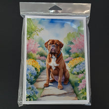 Load image into Gallery viewer, Dogue de Bordeaux Spring Path Greeting Cards - Blank Note Cards – 8-Pack of Artist-Designed Cards with Envelopes
