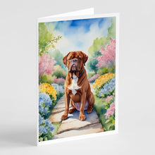 Load image into Gallery viewer, Dogue de Bordeaux Spring Path Greeting Cards - Blank Note Cards – 8-Pack of Artist-Designed Cards with Envelopes