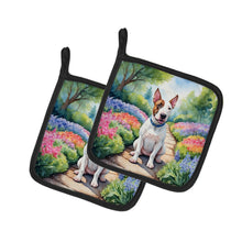 Load image into Gallery viewer, English Bull Terrier Spring Path Pot Holders - Set of 2 Decorative Kitchen Helpers | Made in the USA