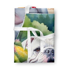 Load image into Gallery viewer, English Bulldog Spring Path Apron – Artist-Designed Kitchen, BBQ &amp; Craft Apron