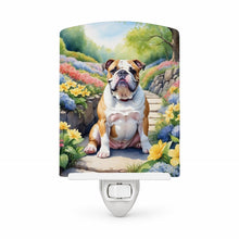 Load image into Gallery viewer, English Bulldog Spring Path Ceramic Night Light Compact, UL-Certified, Ideal for Bedroom, Bathroom, Nursery, Hallway, Kitchen, 6x4x3, Multicolor