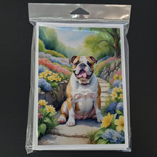 Load image into Gallery viewer, English Bulldog Spring Path Greeting Cards - Blank Note Cards – 8-Pack of Artist-Designed Cards with Envelopes