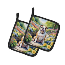 Load image into Gallery viewer, English Bulldog Spring Path Pot Holders - Set of 2 Decorative Kitchen Helpers | Made in the USA