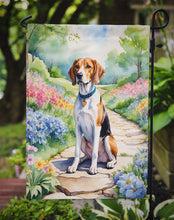 Load image into Gallery viewer, English Foxhound Spring Path Garden Flag  – Dog-Themed Floral Outdoor Decor