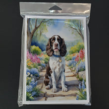 Load image into Gallery viewer, English Springer Spaniel Spring Path Greeting Cards - Blank Note Cards – 8-Pack of Artist-Designed Cards with Envelopes