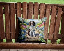 Load image into Gallery viewer, English Springer Spaniel Spring Path Throw Pillow - 14x14 Decorative Pillow – Art for Your Home &amp; Patio