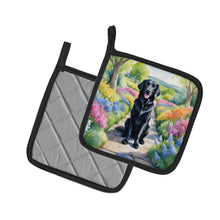 Load image into Gallery viewer, Flat-Coated Retriever Spring Path Pot Holders - Set of 2 Decorative Kitchen Helpers | Made in the USA