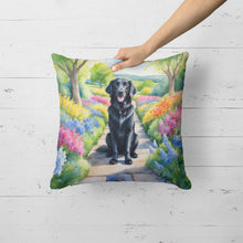 Load image into Gallery viewer, Flat-Coated Retriever Spring Path Throw Pillow