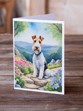 Load image into Gallery viewer, Fox Terrier Spring Path Greeting Cards - Blank Note Cards – 8-Pack of Artist-Designed Cards with Envelopes