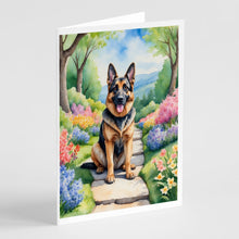 Load image into Gallery viewer, German Shepherd Spring Path Greeting Cards - Blank Note Cards – 8-Pack of Artist-Designed Cards with Envelopes