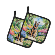 Load image into Gallery viewer, German Shepherd Spring Path Pot Holders - Set of 2 Decorative Kitchen Helpers | Made in the USA