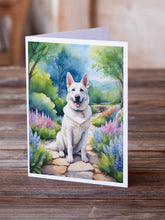 Load image into Gallery viewer, German Shepherd Spring Path Greeting Cards - Blank Note Cards – 8-Pack of Artist-Designed Cards with Envelopes