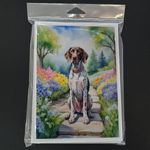 Load image into Gallery viewer, German Shorthaired Pointer Spring Path Greeting Cards - Blank Note Cards – 8-Pack of Artist-Designed Cards with Envelopes
