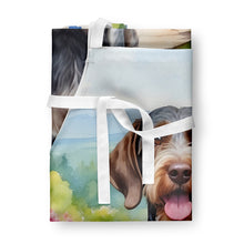 Load image into Gallery viewer, German Wirehaired Pointer Spring Path Apron – Artist-Designed Kitchen, BBQ &amp; Craft Apron