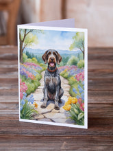 Load image into Gallery viewer, German Wirehaired Pointer Spring Path Greeting Cards - Blank Note Cards – 8-Pack of Artist-Designed Cards with Envelopes