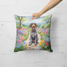 Load image into Gallery viewer, German Wirehaired Pointer Spring Path Throw Pillow
