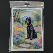 Load image into Gallery viewer, Giant Schnauzer Spring Path Greeting Cards - Blank Note Cards – 8-Pack of Artist-Designed Cards with Envelopes