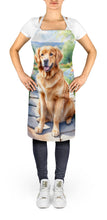 Load image into Gallery viewer, Golden Retriever Spring Path Apron – Artist-Designed Kitchen, BBQ &amp; Craft Apron