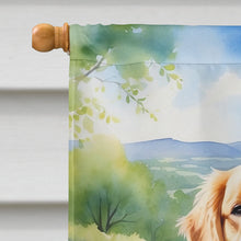 Load image into Gallery viewer, Golden Retriever Spring Path House Flag