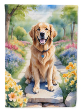 Load image into Gallery viewer, Golden Retriever Spring Path House Flag