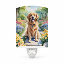 Load image into Gallery viewer, Golden Retriever Spring Path Ceramic Night Light Compact, UL-Certified, Ideal for Bedroom, Bathroom, Nursery, Hallway, Kitchen, 6x4x3, Multicolor
