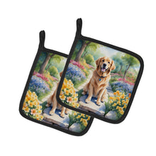 Load image into Gallery viewer, Golden Retriever Spring Path Pot Holders - Set of 2 Decorative Kitchen Helpers | Made in the USA