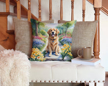 Load image into Gallery viewer, Golden Retriever Spring Path Throw Pillow - 14x14 Decorative Pillow – Art for Your Home &amp; Patio