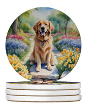 Load image into Gallery viewer, Golden Retriever Spring Path Large Sandstone Coasters Pack of 4