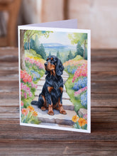 Load image into Gallery viewer, Gordon Setter Spring Path Greeting Cards - Blank Note Cards – 8-Pack of Artist-Designed Cards with Envelopes