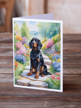 Load image into Gallery viewer, Gordon Setter Spring Path Greeting Cards - Blank Note Cards – 8-Pack of Artist-Designed Cards with Envelopes