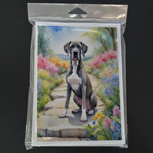Load image into Gallery viewer, Great Dane Spring Path Greeting Cards - Blank Note Cards – 8-Pack of Artist-Designed Cards with Envelopes