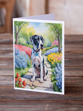 Load image into Gallery viewer, Great Dane Spring Path Greeting Cards - Blank Note Cards – 8-Pack of Artist-Designed Cards with Envelopes