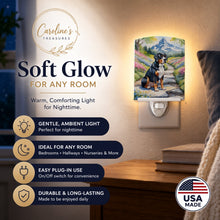 Load image into Gallery viewer, Greater Swiss Mountain Dog Spring Path Ceramic Night Light Compact, UL-Certified, Ideal for Bedroom, Bathroom, Nursery, Hallway, Kitchen, 6x4x3, Multicolor