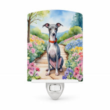 Load image into Gallery viewer, Italian Greyhound Spring Path Ceramic Night Light Compact, UL-Certified, Ideal for Bedroom, Bathroom, Nursery, Hallway, Kitchen, 6x4x3, Multicolor