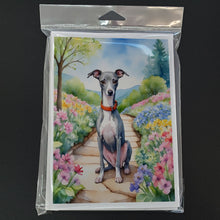 Load image into Gallery viewer, Italian Greyhound Spring Path Greeting Cards - Blank Note Cards – 8-Pack of Artist-Designed Cards with Envelopes
