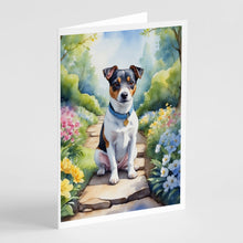Load image into Gallery viewer, Jack Russell Terrier Spring Path Greeting Cards - Blank Note Cards – 8-Pack of Artist-Designed Cards with Envelopes