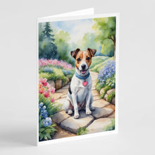 Load image into Gallery viewer, Jack Russell Terrier Spring Path Greeting Cards - Blank Note Cards – 8-Pack of Artist-Designed Cards with Envelopes