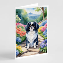 Load image into Gallery viewer, Japanese Chin Spring Path Greeting Cards - Blank Note Cards – 8-Pack of Artist-Designed Cards with Envelopes