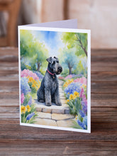 Load image into Gallery viewer, Kerry Blue Terrier Spring Path Greeting Cards - Blank Note Cards – 8-Pack of Artist-Designed Cards with Envelopes
