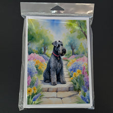 Load image into Gallery viewer, Kerry Blue Terrier Spring Path Greeting Cards - Blank Note Cards – 8-Pack of Artist-Designed Cards with Envelopes