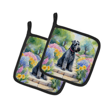 Load image into Gallery viewer, Kerry Blue Terrier Spring Path Pot Holders - Set of 2 Decorative Kitchen Helpers | Made in the USA