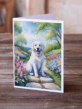 Load image into Gallery viewer, Kuvasz Spring Path Greeting Cards - Blank Note Cards – 8-Pack of Artist-Designed Cards with Envelopes