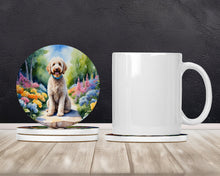 Load image into Gallery viewer, Labradoodle Spring Path Large Sandstone Coasters Pack of 4