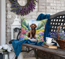 Load image into Gallery viewer, Labradoodle Spring Path Throw Pillow