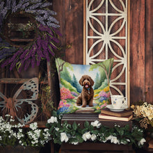 Load image into Gallery viewer, Labradoodle Spring Path Throw Pillow